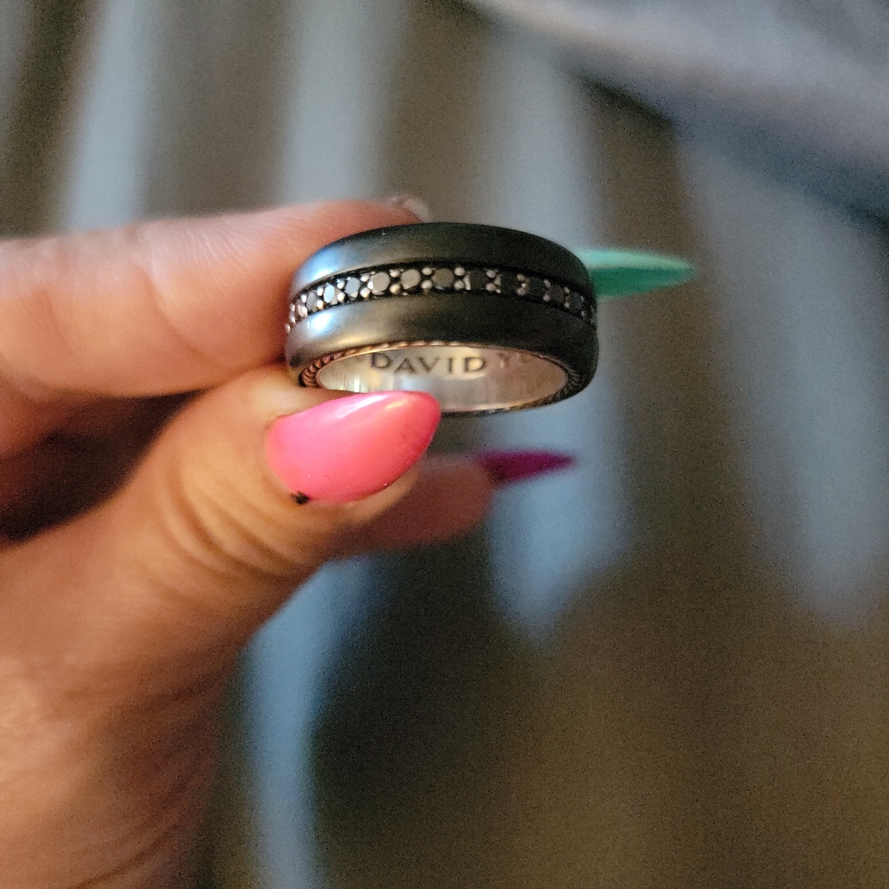 David Yurman Black Ring with Diamond Accents